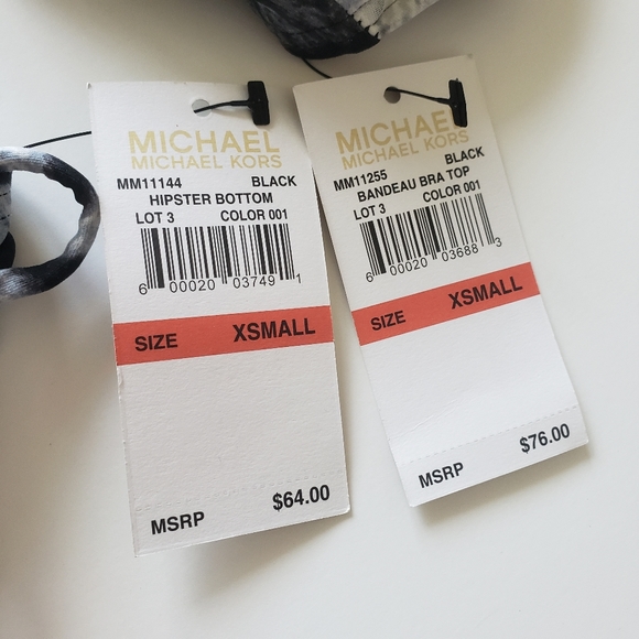 MICHAEL KORS tiger Bandeau BIKINI hipster set XS - Picture 4 of 5